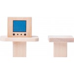 Casuta din lemn natur P+2 cu anexa, balcoane si terasa cu mobilier si accesorii incluse 